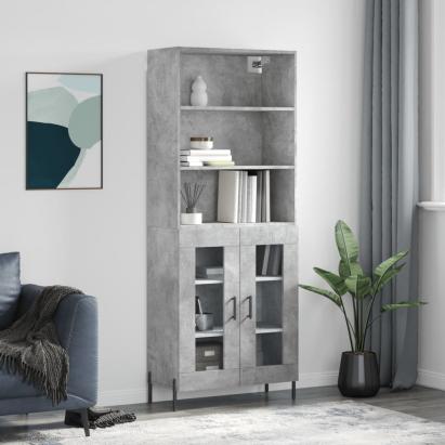 Dulap înalt, gri beton, 69,5x34x180, lemn compozit GartenMobel Dekor