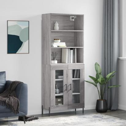 Dulap înalt, gri sonoma, 69,5x34x180 cm, lemn compozit GartenMobel Dekor