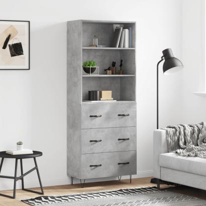 Dulap înalt, gri beton, 69,5x34x180, lemn compozit GartenMobel Dekor