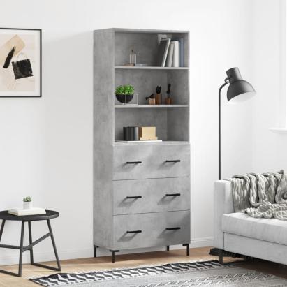 Dulap înalt, gri beton, 69,5x34x180, lemn compozit GartenMobel Dekor