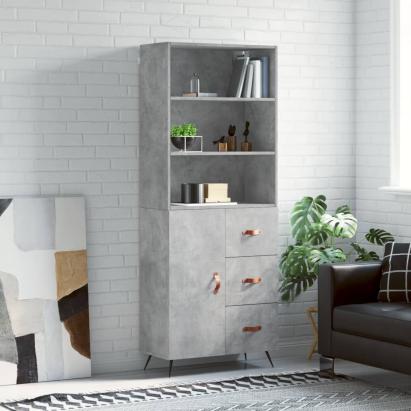 Dulap înalt, gri beton, 69,5x34x180, lemn compozit GartenMobel Dekor