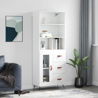 Dulap înalt, alb, 69,5x34x180 cm, lemn compozit GartenMobel Dekor