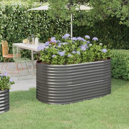Strat înălțat grădină gri 152x80x68cm oțel vopsit electrostatic GartenMobel Dekor