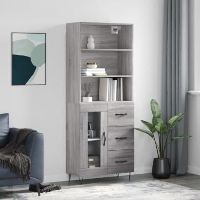 Dulap înalt, gri sonoma, 69,5x34x180 cm, lemn compozit GartenMobel Dekor