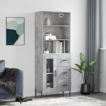 Dulap înalt, gri beton, 69,5x34x180, lemn compozit GartenMobel Dekor