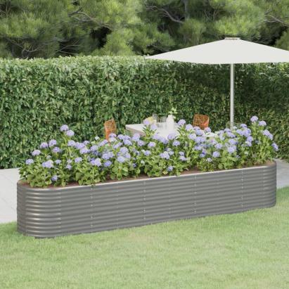 Strat înălțat grădină gri 368x80x68cm oțel vopsit electrostatic GartenMobel Dekor