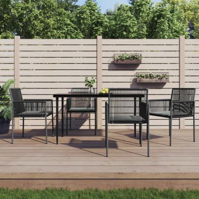 Set mobilier grădină cu perne, 5 piese, negru, poliratan & oțel GartenMobel Dekor