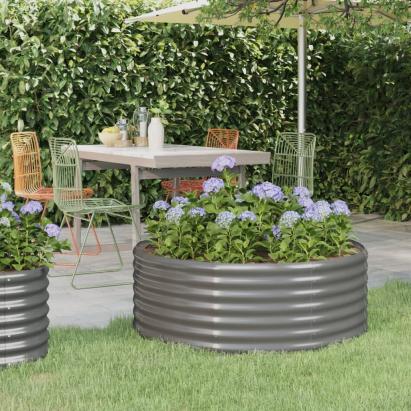 Jardinieră grădină gri 100x100x36 cm oțel vopsit electrostatic GartenMobel Dekor