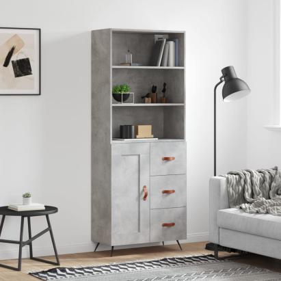 Dulap înalt, gri beton, 69,5x34x180, lemn compozit GartenMobel Dekor