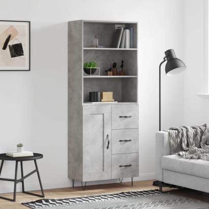Dulap înalt, gri beton, 69,5x34x180, lemn compozit GartenMobel Dekor
