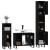 Set mobilier de baie, 3 piese, negru, lemn compozit GartenMobel Dekor