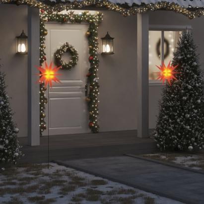 Lumini de Crăciun cu LED/țăruș, 3 buc., roșu, 57 cm, pliabil GartenMobel Dekor