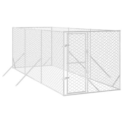 Padoc de exterior pentru câini argintiu 2x6x2 m oțel galvanizat GartenMobel Dekor