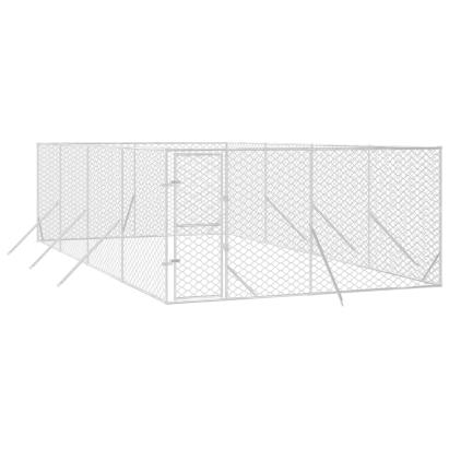 Padoc de exterior pentru câini argintiu 4x8x2 m oțel galvanizat GartenMobel Dekor