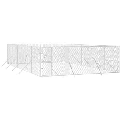 Padoc de exterior pentru câini argintiu 6x10x2m oțel galvanizat GartenMobel Dekor