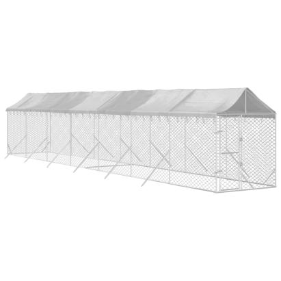 Padoc exterior cu acoperiș argintiu 2x14x2,5 m oțel galvanizat GartenMobel Dekor