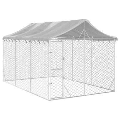 Padoc exterior cu acoperiș argintiu 3x4,5x2,5 m oțel galvanizat GartenMobel Dekor