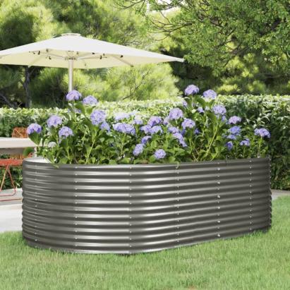 Strat înălțat grădină gri, 212x140x68 oțel vopsit electrostatic GartenMobel Dekor