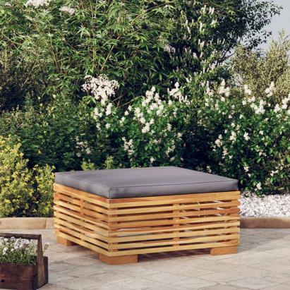 Suport de picioare de grădină perne gri închis lemn masiv tec GartenMobel Dekor