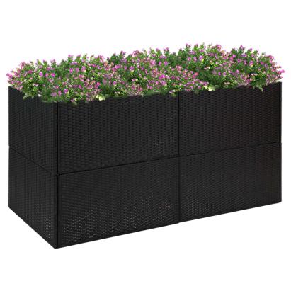Jardinieră de grădină, negru, 157x80x80 cm, poliratan GartenMobel Dekor