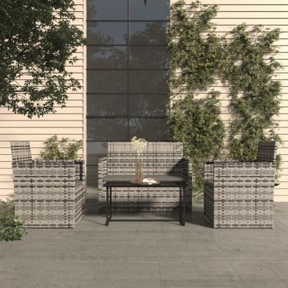 Set mobilier de exterior cu perne, 4 piese, gri, poliratan GartenMobel Dekor