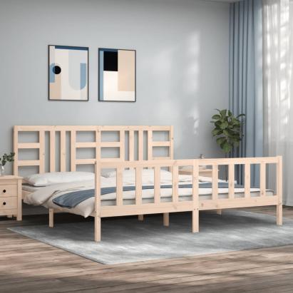 Cadru pat cu tăblie 200x200 cm, lemn masiv de pin GartenMobel Dekor