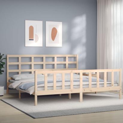 Cadru pat cu tăblie 200x200 cm, lemn masiv de pin GartenMobel Dekor
