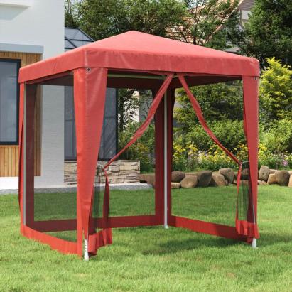 Cort de petrecere cu 4 pereți din plasă, roșu, 2x2 m, HDPE GartenMobel Dekor