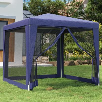 Cort de petrecere, 4 pereți de plasă, albastru, 2,5x2,5 m, HDPE GartenMobel Dekor
