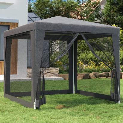 Cort de petrecere 4 pereți din plasă antracit 2,5x2,5 m HDPE GartenMobel Dekor