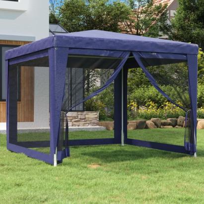 Cort de petrecere cu 4 pereți din plasă, albastru, 3x3 m, HDPE GartenMobel Dekor