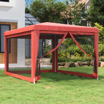 Cort de petrecere cu 4 pereți din plasă, roșu, 3x4 m, HDPE GartenMobel Dekor