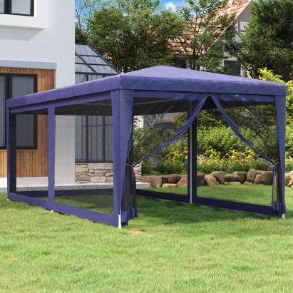 Cort de petrecere cu 6 pereți din plasă, albastru, 3x6 m, HDPE GartenMobel Dekor