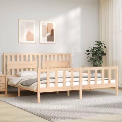 Cadru pat cu tăblie 200x200 cm, lemn masiv de pin GartenMobel Dekor