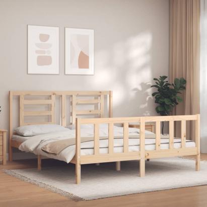 Cadru de pat cu tăblie, king size, lemn masiv GartenMobel Dekor