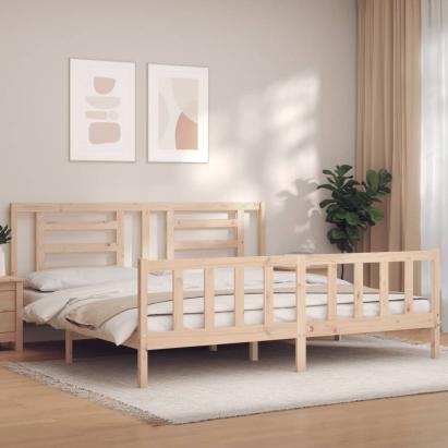 Cadru pat cu tăblie 200x200 cm, lemn masiv de pin GartenMobel Dekor