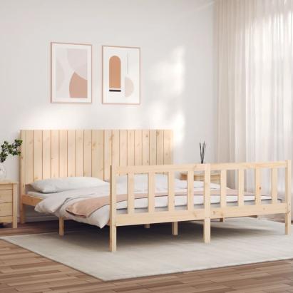 Cadru de pat cu tăblie Super King Size, lemn masiv GartenMobel Dekor