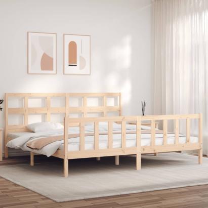 Cadru pat cu tăblie 200x200 cm, lemn masiv de pin GartenMobel Dekor