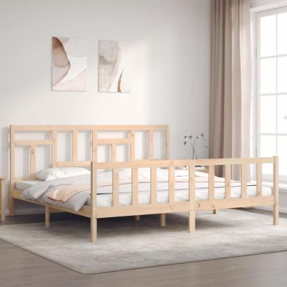 Cadru pat cu tăblie 200x200 cm, lemn masiv de pin GartenMobel Dekor