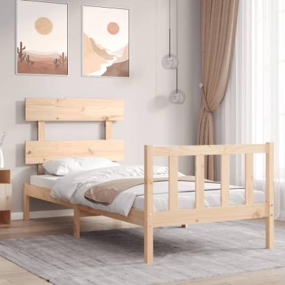 Cadru de pat cu tăblie single, lemn masiv GartenMobel Dekor
