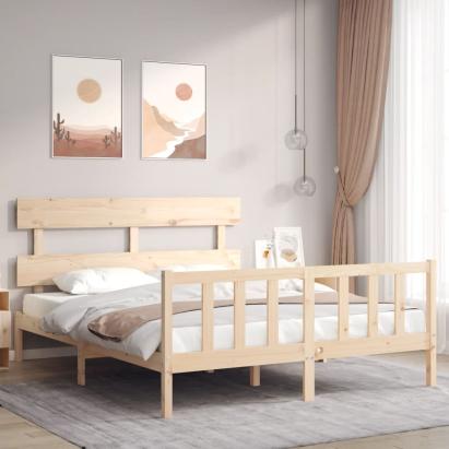Cadru de pat cu tăblie, king size, lemn masiv GartenMobel Dekor