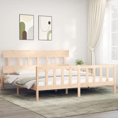 Cadru de pat cu tăblie Super King Size, lemn masiv GartenMobel Dekor