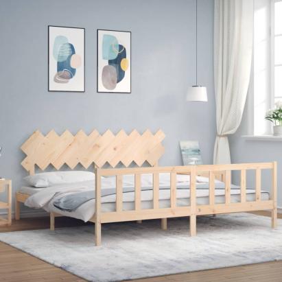 Cadru pat cu tăblie 200x200 cm, lemn masiv de pin GartenMobel Dekor