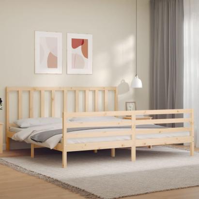 Cadru pat cu tăblie 200x200 cm, lemn masiv de pin GartenMobel Dekor