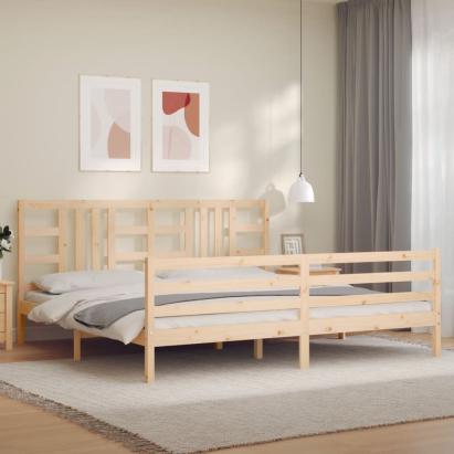 Cadru pat cu tăblie 200x200 cm, lemn masiv de pin GartenMobel Dekor
