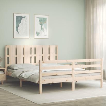 Cadru de pat cu tăblie, king size, lemn masiv GartenMobel Dekor
