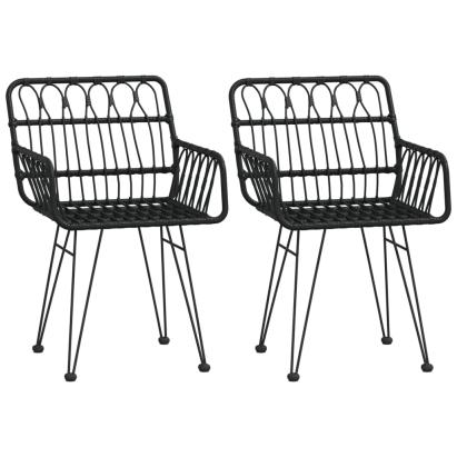Scaune de grădină cu cotiere 2 buc. negru 56x64x80 cm ratan PE GartenMobel Dekor