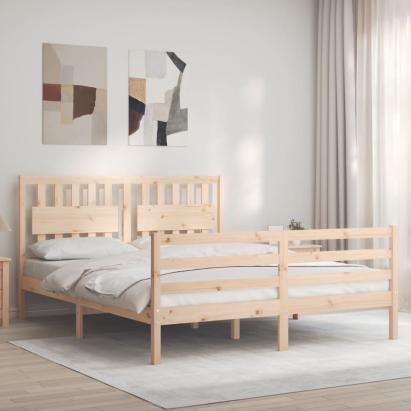 Cadru de pat cu tăblie, king size, lemn masiv GartenMobel Dekor