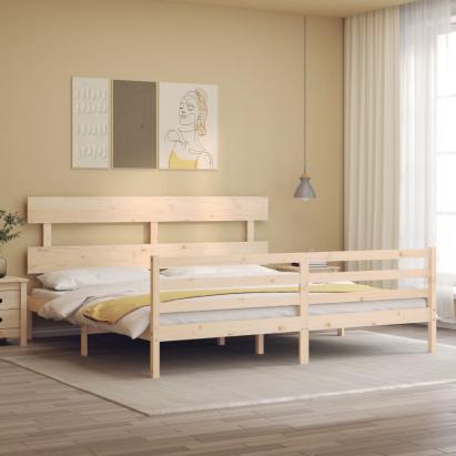 Cadru de pat cu tăblie Super King Size, lemn masiv GartenMobel Dekor
