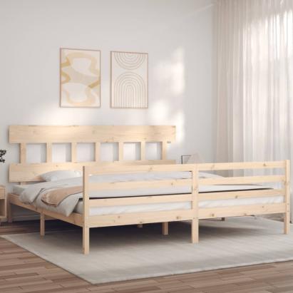 Cadru pat cu tăblie 200x200 cm, lemn masiv de pin GartenMobel Dekor